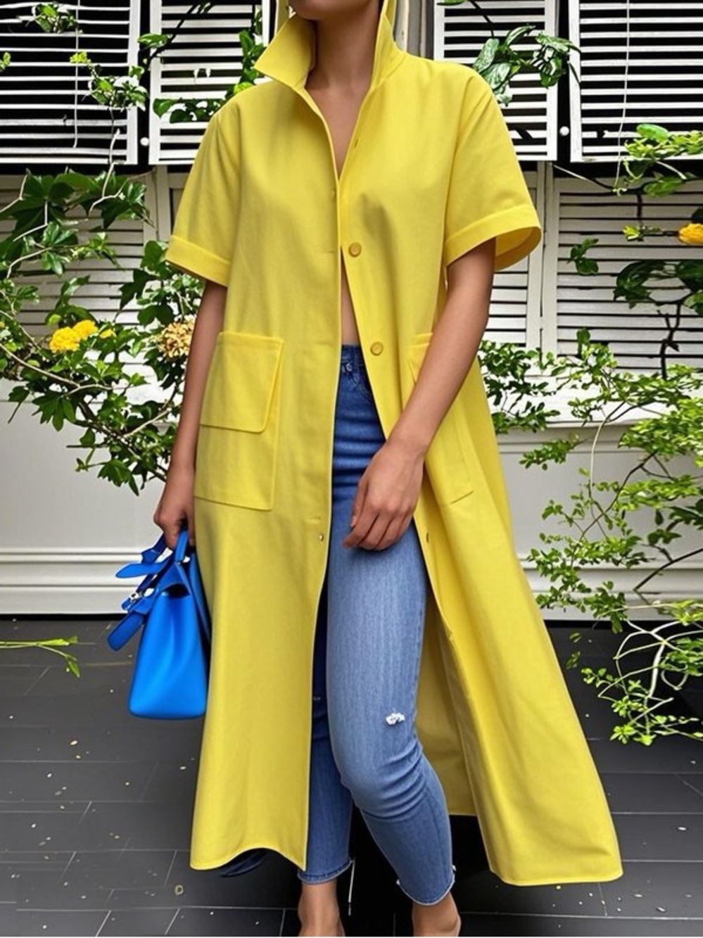 Yellow Button-Front Women’s Maxi Dress